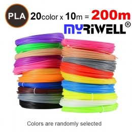 Набір пластика PLA для 3D ручок 200 метрів (20 кольорів по 10 метрів)